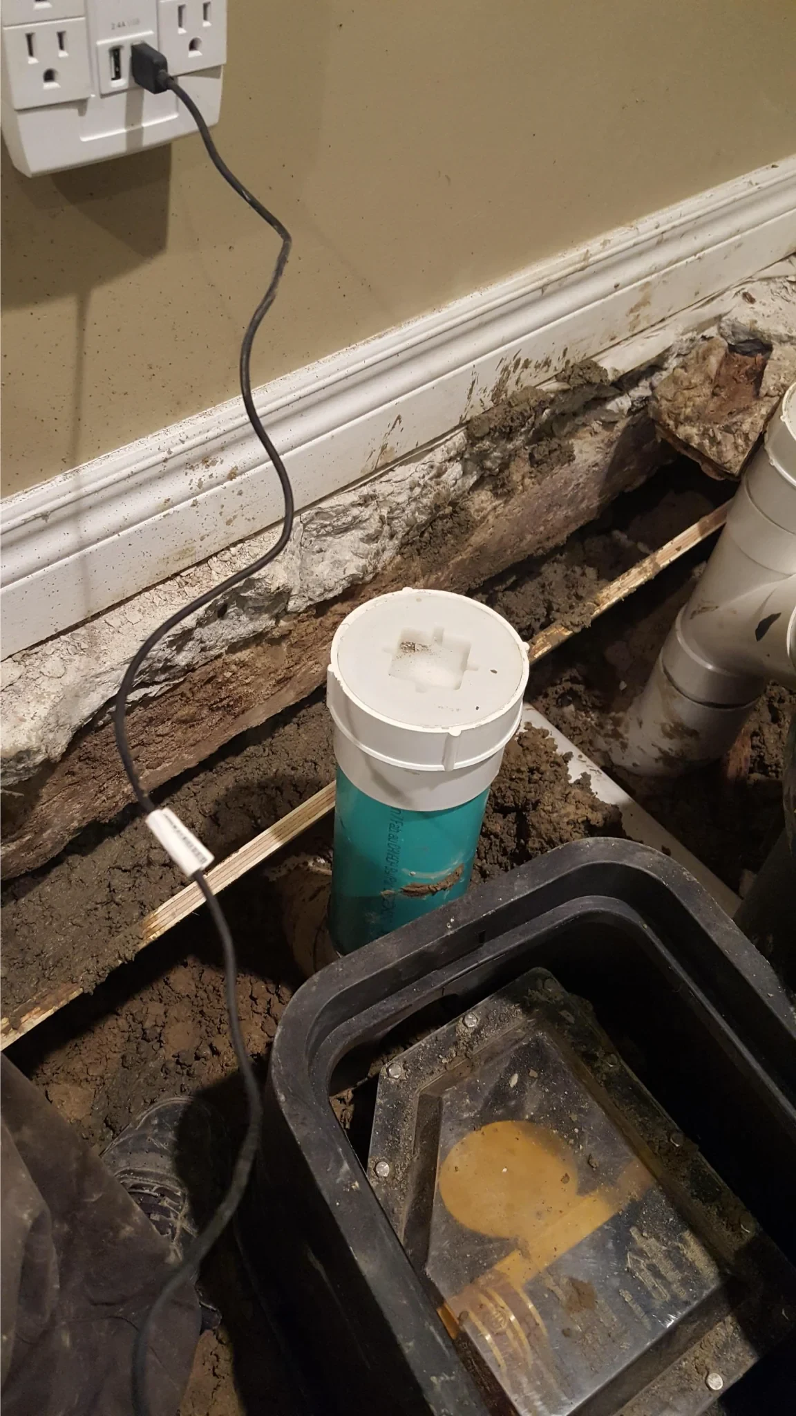 Backwater valve installation trench