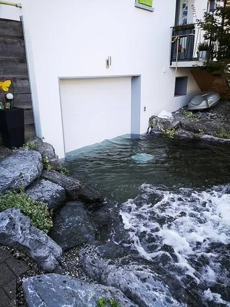 Floodwater at a below-grade garage