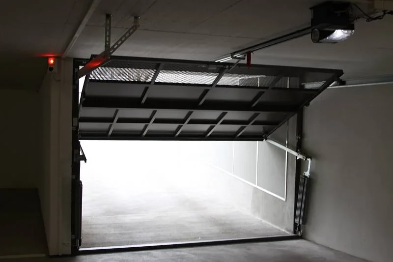 Interior view of garage flood door