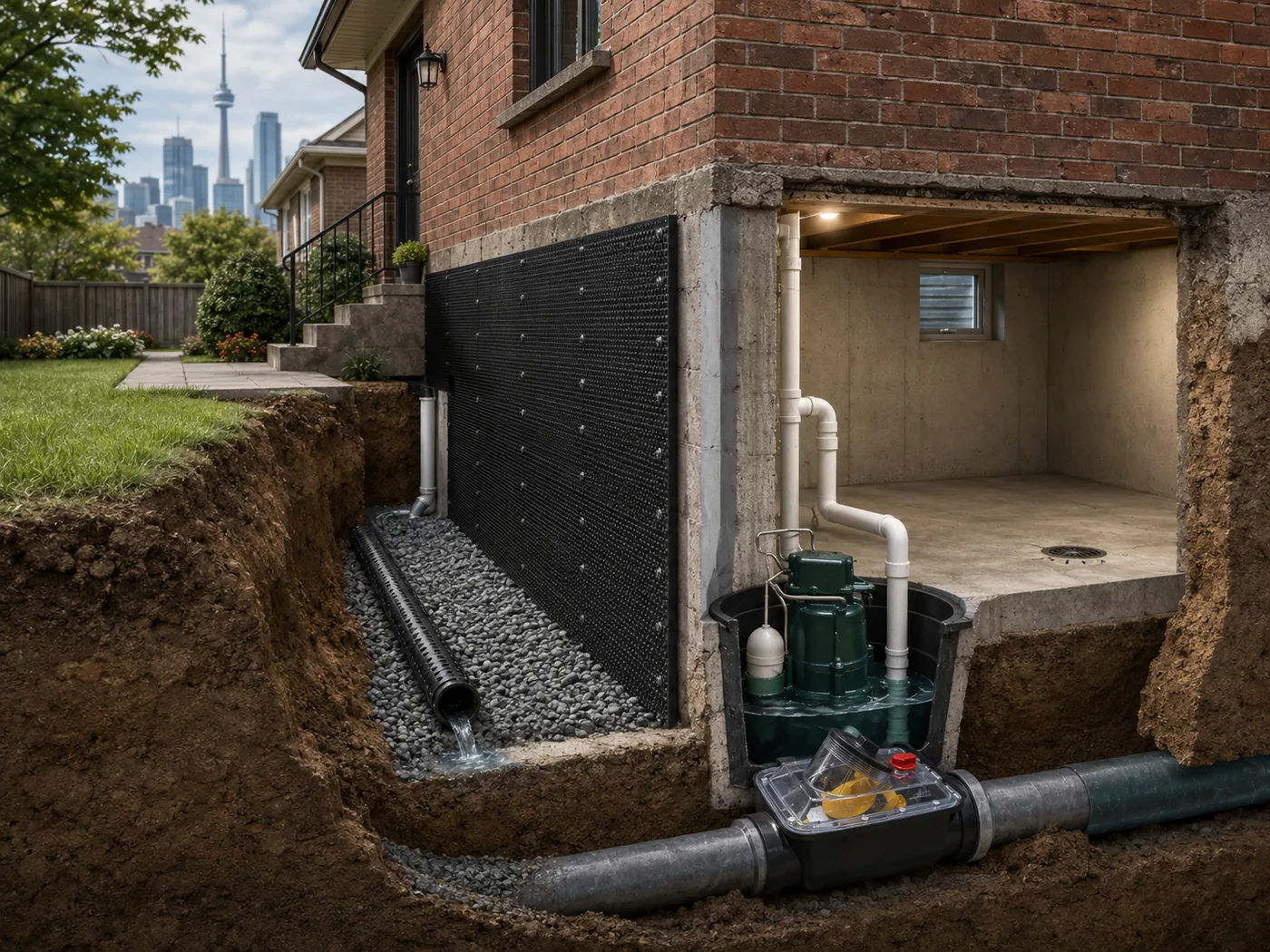 Foundation drainage cross section