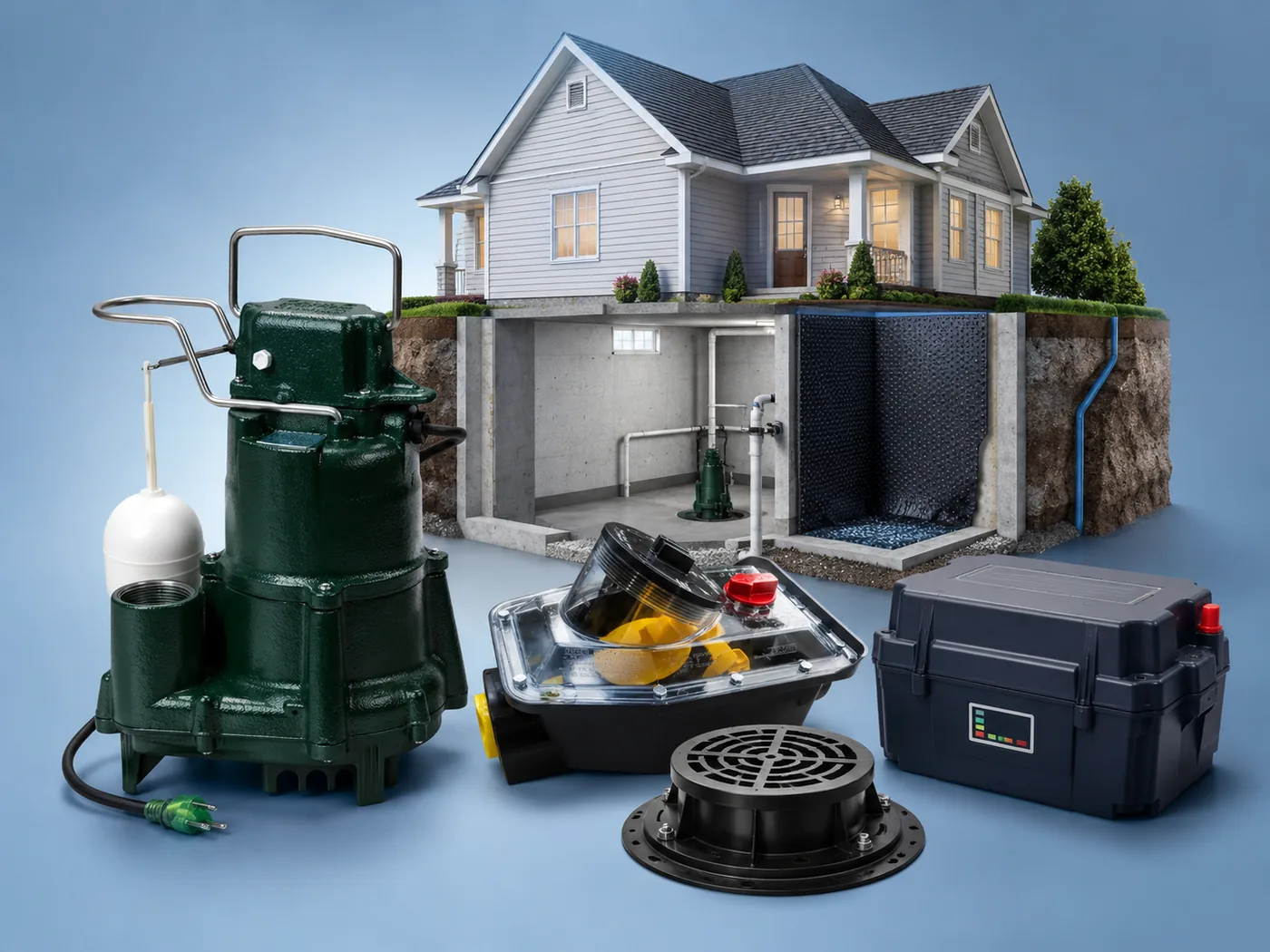 Suburban home drainage and protection setup