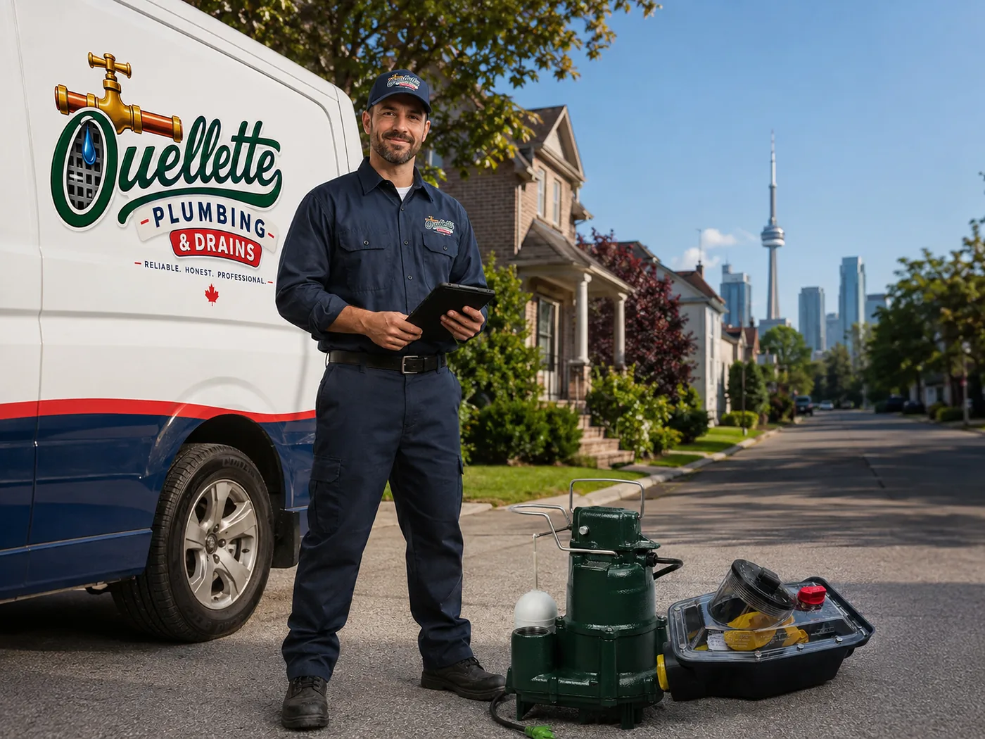 Plumber with service van in Toronto